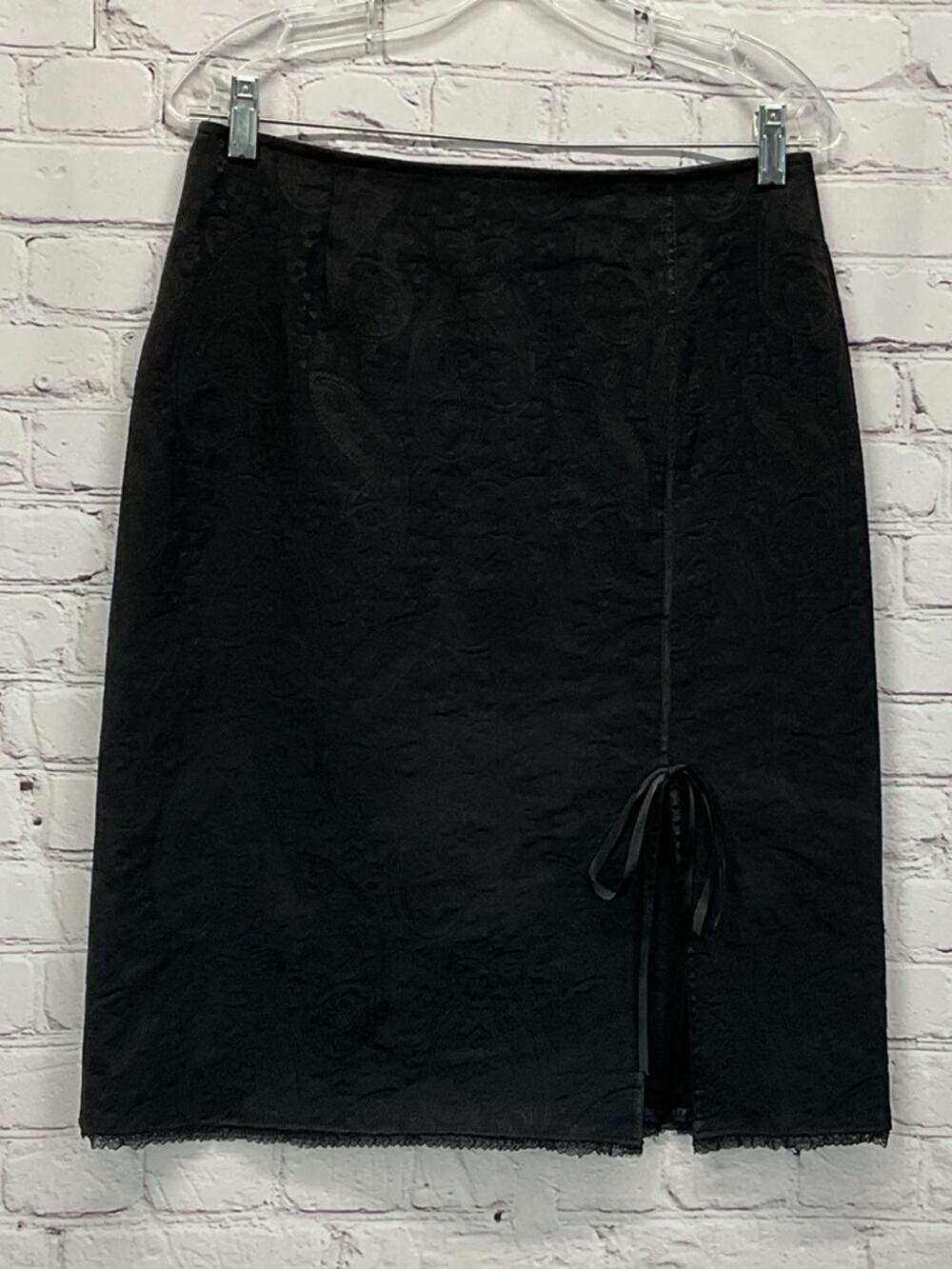 Renfrew Pencil Skirt Women's Size 8 Black Textured Minimalist Casual Made In USA